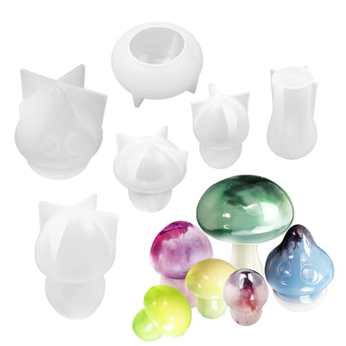 Mequou Silikonformen Epoxidharz Pilz Pilz Epoxidh-arz Silikonform 6 Stück Puddingbecher Vorratsdosen Resin Box Mold Silikonformen Für Harz Pilzglas Harzformen Silikon Epoxidharz Form von Mequou