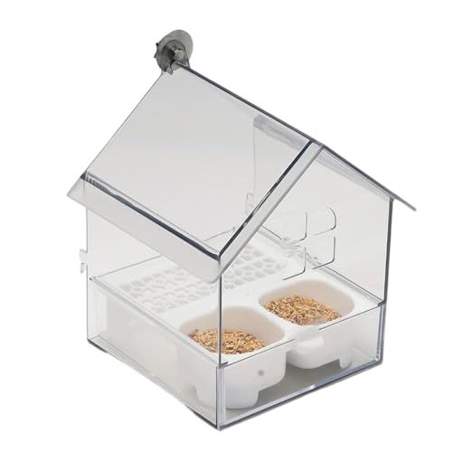 Vogelhäuschen, Vogelhäuser Für Draußen, Vogelhaus Futterautomat, Kunststoff | Transparente Vogelbadewanne Für Finken Wellensittich Kolibri Balkon Vogelliebhaber 18,5x14,5x14 cm von Mequou