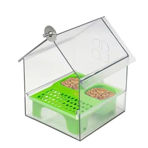 Vogelhäuschen, Vogelhäuser Für Draußen, Vogelhaus Futterautomat, Kunststoff | Transparente Vogelbadewanne Für Finken Wellensittich Kolibri Balkon Vogelliebhaber 18,5x14,5x14 cm von Mequou