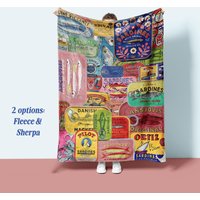 Sardine Fisch Decke Fleece Wurf Dekor Geschenk Idee Bunte Housewarming Retro Couch Werfen Bester Freund Food Lover Wohnung von MerakiDesignClubShop