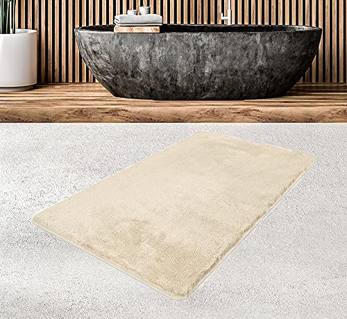 MeralHome Badezimmerteppich beige groß 70 x 120 cm, weich rutschfest waschbar Badematte, Badteppich für Badezimmer, Badvorleger für Bad und Toilette von MeralHome