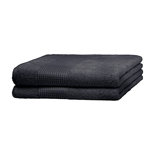 Merana Rome Handtuch Set | saugstark, weich und fusselfrei | Frottier Luxus Qualität | 100% Baumwolle | Oeko-TEX | 590 GSM (Graphite Black, 2 x Duschtücher (70x140cm)) von Merana