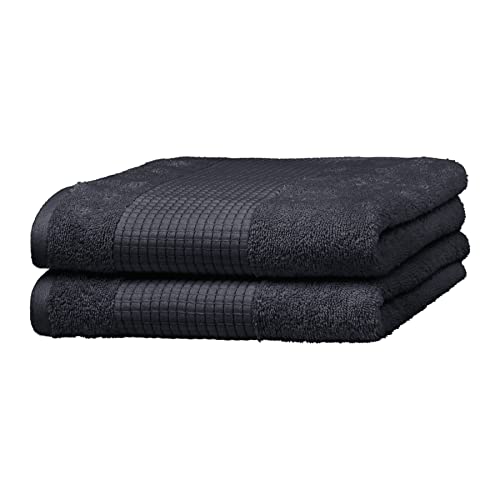 Merana Rome Handtuch Set | saugstark, weich und fusselfrei | Frottier Luxus Qualität | 100% Baumwolle | Oeko-TEX | 590 GSM (Graphite Black, 2 x Handtücher (50x100cm)) von Merana