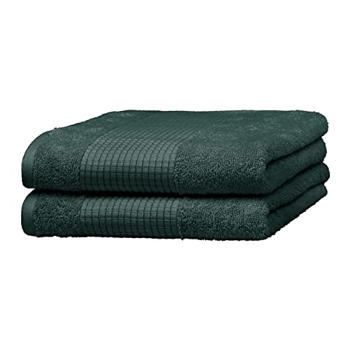 Merana Rome Handtuch Set | saugstark, weich und fusselfrei | Frottier Luxus Qualität | 100% Baumwolle | Oeko-TEX | 590 GSM (Jungle Green, 2 x Handtücher (50x100cm)) von Merana