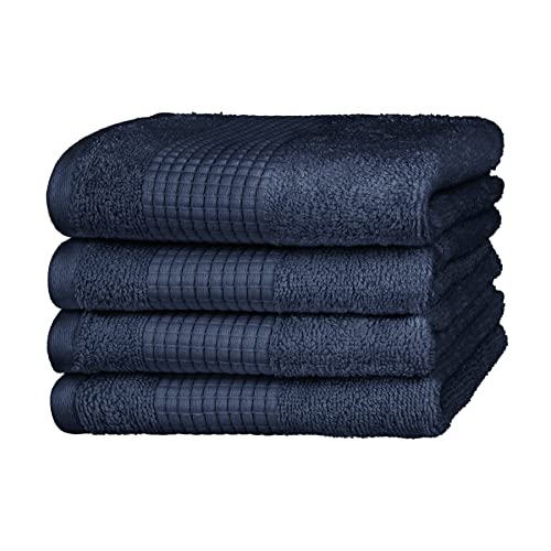 Merana Rome Handtuch Set | saugstark, weich und fusselfrei | Frottier Luxus Qualität | 100% Baumwolle | Oeko-TEX | 590 GSM (Pacific Blue, 4 x Gästetücher (30x50cm)) von Merana