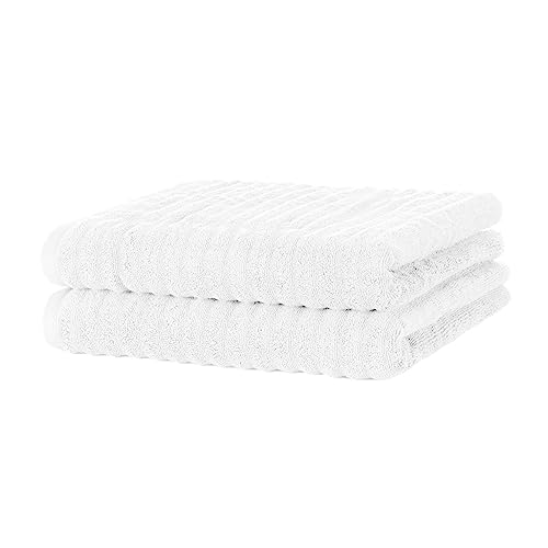 Merana Oslo Handtuch Set | schnelltrocknend, weich & fusselfrei | Frottier Luxus Qualität | 100% Baumwolle Frottee | Oeko-TEX | 590 GSM | Badetuch & Duschtuch | Weiß (2 x Duschtücher 70x140cm) von Merana