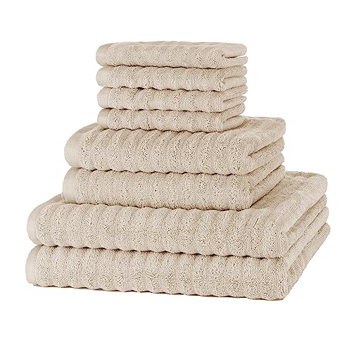 Merana Oslo Handtuch Set | schnelltrocknend, weich & fusselfrei | Frottier Luxus Qualität | 100% Baumwolle Frottee | Oeko-TEX | 590 GSM | Beige (8er Sparset | 4 Gästetuch, 2 Handtuch, 2 Duschtuch) von Merana