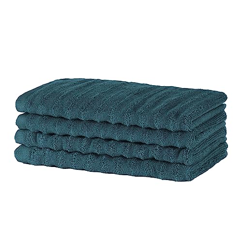 Merana OSLO Handtuch Set | schnelltrocknend, weich & fusselfrei | Frottier Luxus Qualität | 100% Baumwolle Frottee | OEKO-TEX | 590 GSM | Gästetuch & Gesichtstuch Petrol Grün (4 x Gästetücher 30x50cm) von Merana