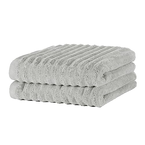 Merana Oslo Handtuch Set | schnelltrocknend, weich & fusselfrei | Frottier Luxus Qualität | 100% Baumwolle Frottee | Oeko-TEX | 590 GSM | Händehandtuch & Haartuch | Hellgrau (2 x Handtücher 50x100cm) von Merana