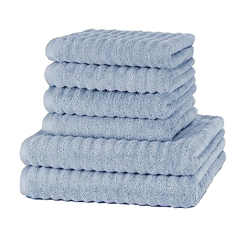 Merana OSLO Handtuch Set | schnelltrocknend, weich & fusselfrei | Frottier Luxus Qualität | 100% Baumwolle Frottee | OEKO-TEX | 590 GSM | Geschenkset | Hellblau (6er Sparset | 4 Handtuch, 2 Duschtuch) von Merana