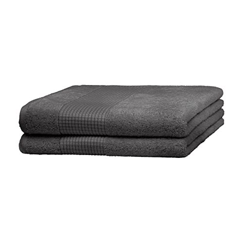 Merana Rome Handtuch Set | saugstark, weich und fusselfrei | Frottier Luxus Qualität | 100% Baumwolle | Oeko-TEX | 590 GSM (Shark Grey, 2 x Duschtücher (70x140cm)) von Merana