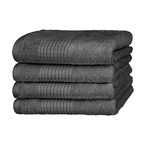 Merana Rome Handtuch Set | saugstark, weich und fusselfrei | Frottier Luxus Qualität | 100% Baumwolle | Oeko-TEX | 590 GSM (Shark Grey, 4 x Gästetücher (30x50cm)) von Merana