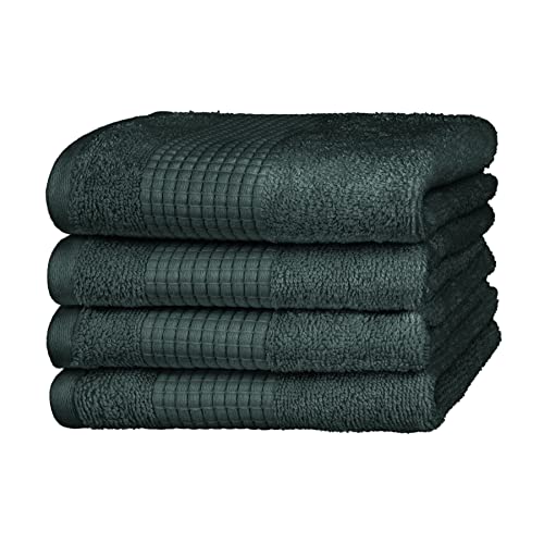 Merana Rome Handtuch Set | saugstark, weich und fusselfrei | Frottier Luxus Qualität | 100% Baumwolle | Oeko-TEX | 590 GSM (Jungle Green, 4 x Gästetücher (30x50cm)) von Merana