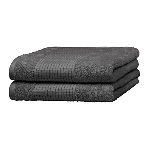 Merana Rome Handtuch Set | saugstark, weich und fusselfrei | Frottier Luxus Qualität | 100% Baumwolle | Oeko-TEX | 590 GSM (Shark Grey, 2 x Handtücher (50x100cm)) von Merana