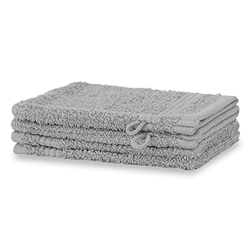Merana Rome Waschlappen Set | saugstark, weich und fusselfrei | Frottier Waschhandschuhe in Luxus Qualität aus Schwerer Baumwolle 590 GSM (Dolphin Grey, 4 x Waschhandschuh (15x20cm)) von Merana