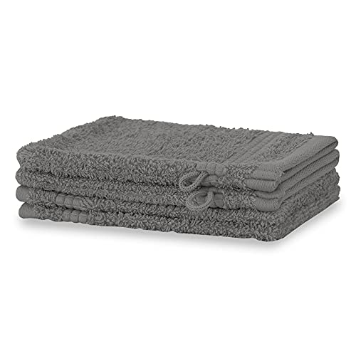 Merana Rome Waschlappen Set | saugstark, weich und fusselfrei | Frottier Waschhandschuhe in Luxus Qualität aus Schwerer Baumwolle 590 GSM (Shark Grey, 4 x Waschhandschuh (15x20cm)) von Merana