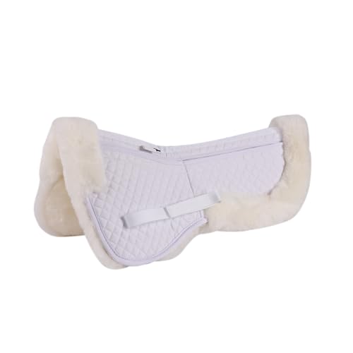 Merauno Lammfell Englisch Halb Korrektur Pad Sattel Kissen Klettband 4 Taschen Memory Foam Einsätze zur Einstellung für Dressur, Springen mit Extra Polsterung und Komfort (L) Weiß von Merauno