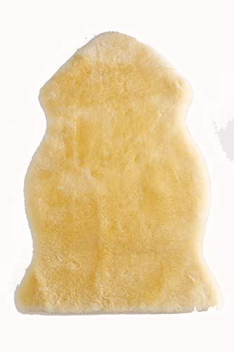 Merauno Merino Lammfell Babydecke Medizinische Lambskin Teppich für Wohnzimmer Kinderwagen Baby Kinderwagen Kinderwagen Autositz Öko-Tex Gold Gelb (Natural/Medical, 100-110cm) von Merauno