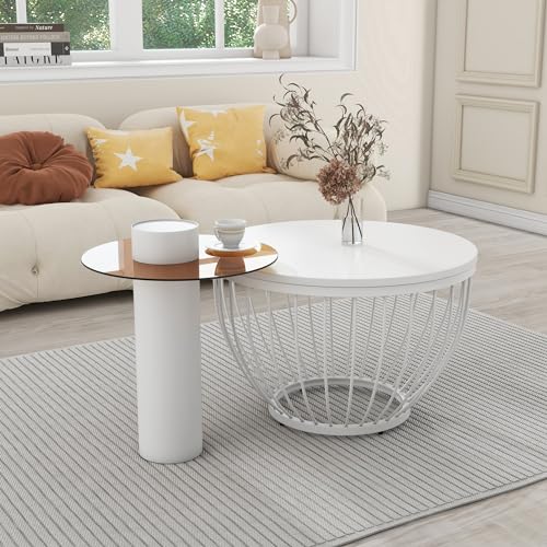 Merax 2er Set Beistelltisch Couchtisch Rund Wohnzimmertisch Coffee Table Sofatisch Wohnzimmertisch Beistelltisch Couch Couchtisch Weiß Couch Tisch Sofa Tisch couchtisch Weiss von Merax