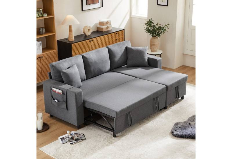 Merax 3-Sitzer mit Seitentasche, Wohnlandschft mit Schlaffunktion,Ecksofa mit Bettkasten,L-Form Merax 3-Sitzer mit Seitentasche, Wohnlandschft mit Schlaffunktion,Ecksofa mit Bettkasten,L-Form von Merax