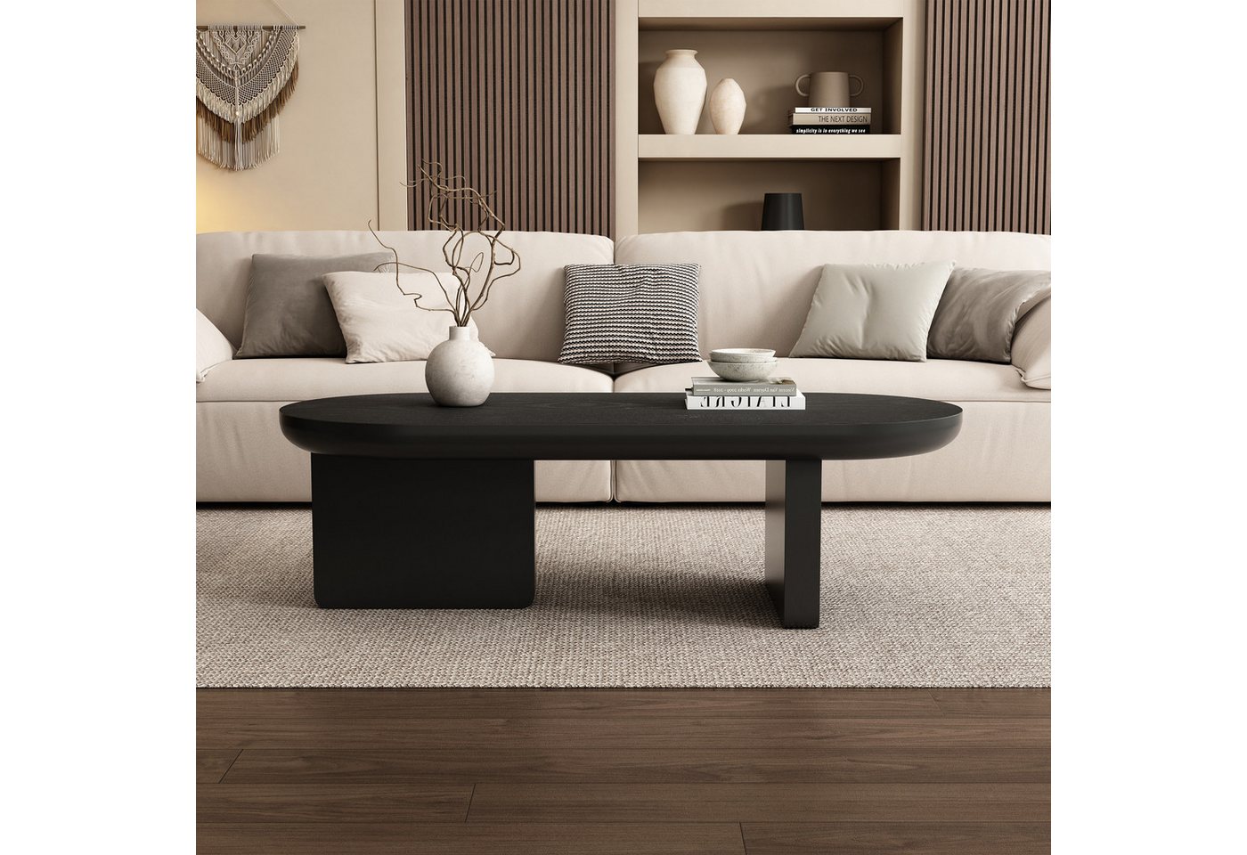 Merax Couchtisch Ovaler Sofatisch mit Sprühlack-Oberfläche und Minimalistischem Design (1-St), Beistelltisch Wohnzimmertisch 119,7x49,8x35,5 cm von Merax