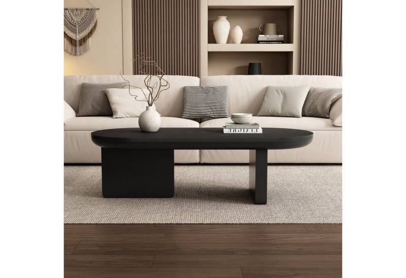 Merax Couchtisch Ovaler Sofatisch mit Sprühlack-Oberfläche und Minimalistischem Design (1-St), Beistelltisch Wohnzimmertisch 119,7x49,8x35,5 cm von Merax