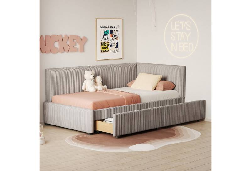 Merax Daybett (1 tlg), Polsterbett Schlafsofa 90x200cm mit Stauraumschubladen,Samt Tagesbett von Merax