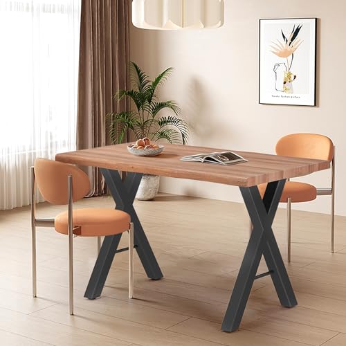 Merax Esstisch Holz 120x70cm, moderner Esszimmertisch, Einfacher Desktop mit Holzmaserung, 4cm Arbeitsplatte und Stabil X-A-förmige Beine, Rechteckig Küchentisch, für Esszimmer Wohnzimmer, Braun von Merax