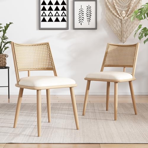 Merax Esszimmerstühle 2er-Set, Küchenstühle mit PU Sitz und Rattan Rückenlehne, Polsterstuhl für Esszimmer, Wohnzimmer und Schlafzimmer, Metallbeine, Beige Merax Esszimmerstühle 2er-Set, Küchenstühle mit PU Sitz und Rattan Rückenlehne, Polsterstuhl für Esszimmer, Wohnzimmer und Schlafzimmer, Metallbeine, Beige von Merax