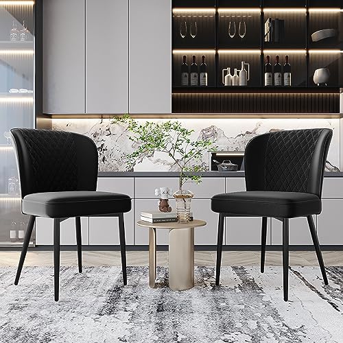 Merax Esszimmerstuhl (2 St), Schwarz,Polsterstuhl Design Stuhl mit Rückenlehne,Sitzfläche aus Samt Gestell aus Metall von Merax