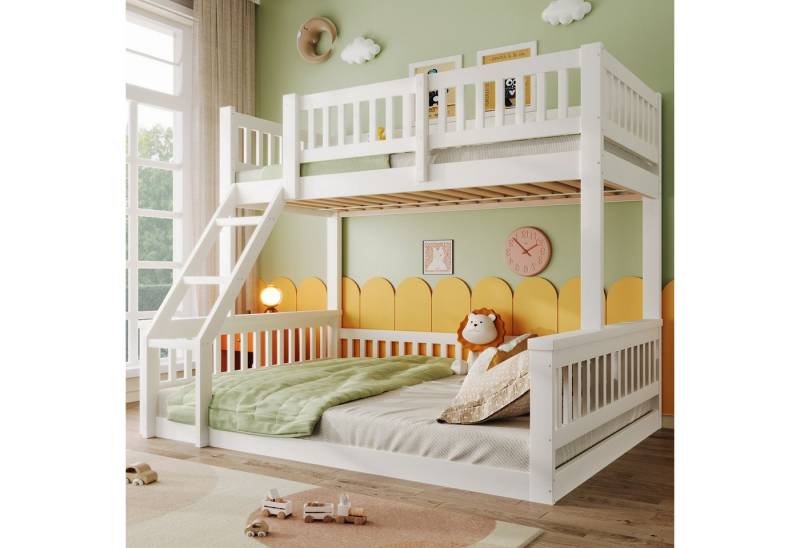 Merax Etagenbett 90x200cm/140x200cm Jugendbett (1-St), Massivholz Stockbett Kinderbett mit Leiter und Sicherheitsgeländer von Merax