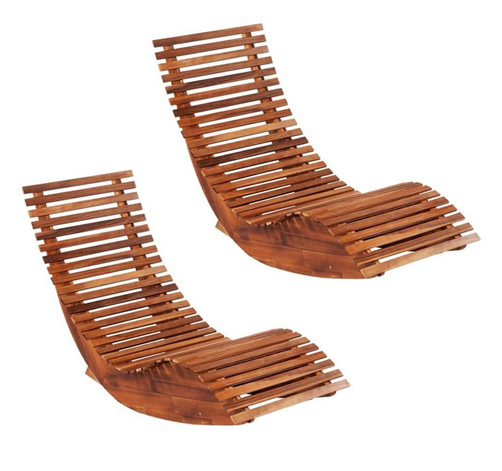 Merax Gartenliege, 2 St., aus Akazienholz, Schaukelstuhl Schaukelliege Sonnenliege aus Holz, ergomisch, Strandliege Liegestuhl von Merax