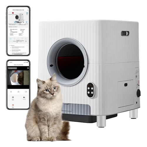 Merax Katzenklo Katzentoilette 68L extra große Kapazität intelligente Katzentoilette mit Privatsphäre-Kamera für Echtzeit-Überwachung geeignet für 1-8 kg von Merax