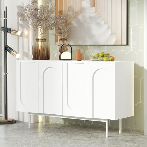 Merax Kommode mit 4 Türen, Sideboard 140cm, Weiß Modernes Buffetschrank Beistellschrank mit viel Stauraum, Verstellbare Ablage, Metallbeinen, Mehrzweckschrank für Wohnzimmer Schlafzimmer Flur Büro Merax Kommode mit 4 Türen, Sideboard 140cm, Weiß Modernes Buffetschrank Beistellschrank mit viel Stauraum, Verstellbare Ablage, Metallbeinen, Mehrzweckschrank für Wohnzimmer Schlafzimmer Flur Büro von Merax