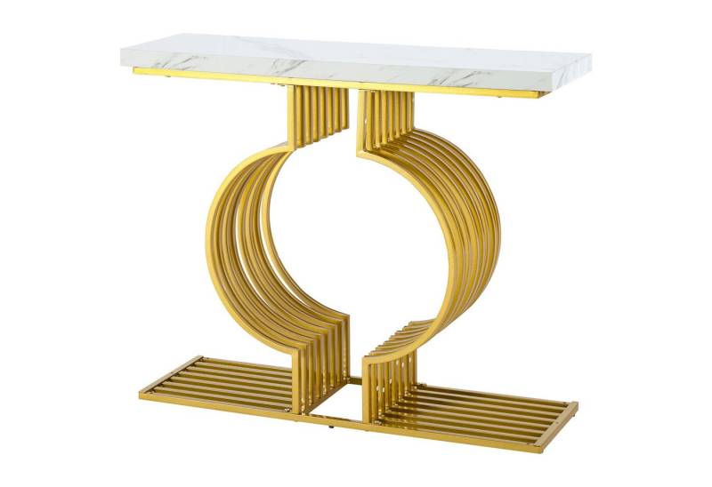 Merax Konsolentisch hochglanz mit goldenem Sockel (1-St), Moderner Beistelltisch Flurtisch mit 2 Aufbauoptionen, 100x30x80cm von Merax