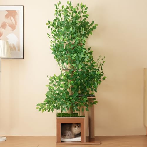 Merax Kratzbaum 190 cm Baumform mit 4 Plattformen & Katzenhöhlen, Kletterbaum für Katzen, mit wasserdicht Kratzfest abnehmbare Blätter, Kippschutz Katzenmöbel Merax Kratzbaum 190 cm Baumform mit 4 Plattformen & Katzenhöhlen, Kletterbaum für Katzen, mit wasserdicht Kratzfest abnehmbare Blätter, Kippschutz Katzenmöbel von Merax