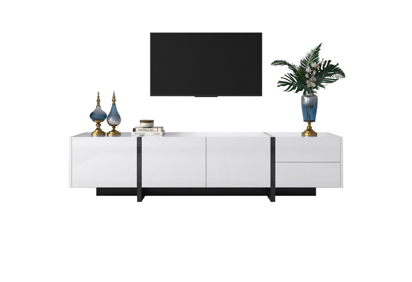 Merax Lowboard, Hochglanz TV-Board, Fernsehtisch scandi, TV-Schrank, Breite:190cm von Merax