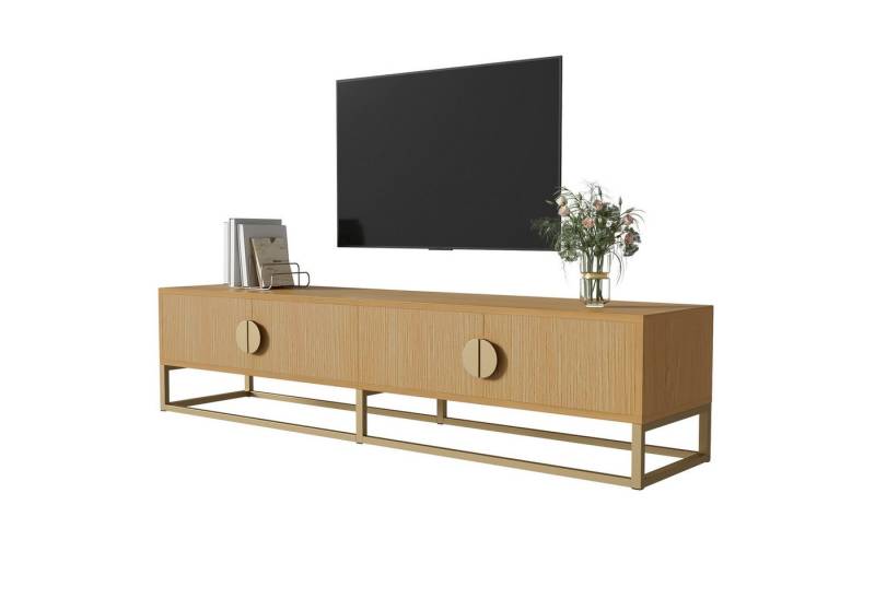 Merax Lowboard (1 St), TV-Schrank in Holzoptik mit 4 Türen und halbrunde Griffe, Breit:180cm von Merax