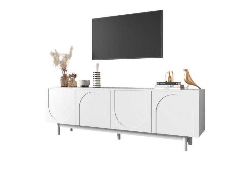 Merax Lowboard mit 4 Türen und verstellbaren Einlegeböden, TV-Schrank Scandi,TV-Board,Fernsehtisch,TV-Ständer von Merax