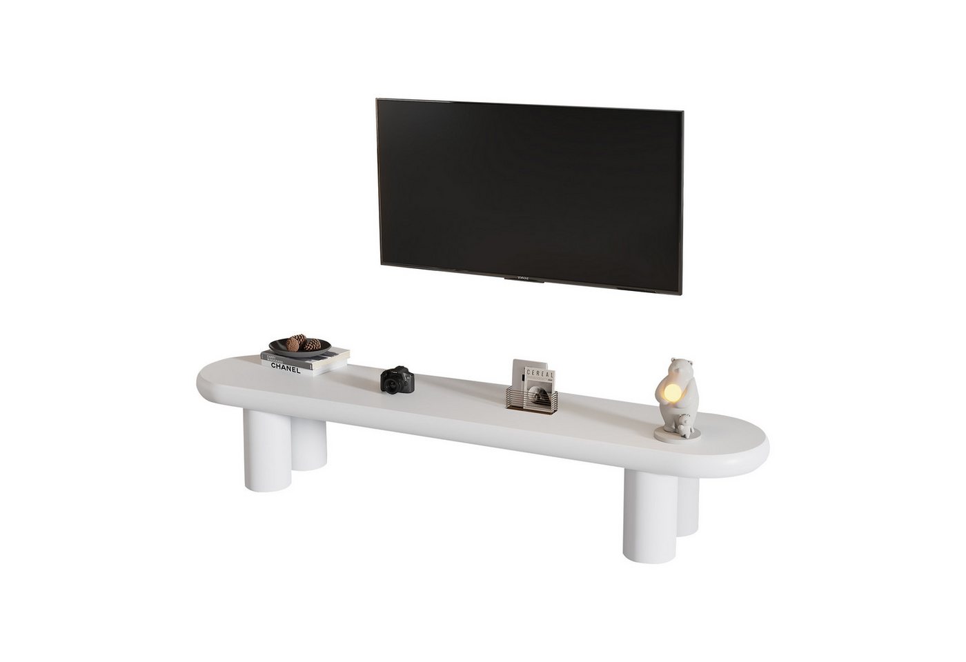 Merax Lowboard mit abgerundeten Ecken und 4 Beinen (1 St), TV-Schrank modern Fernsehtisch Fernsehschrank 160x40x40cm von Merax