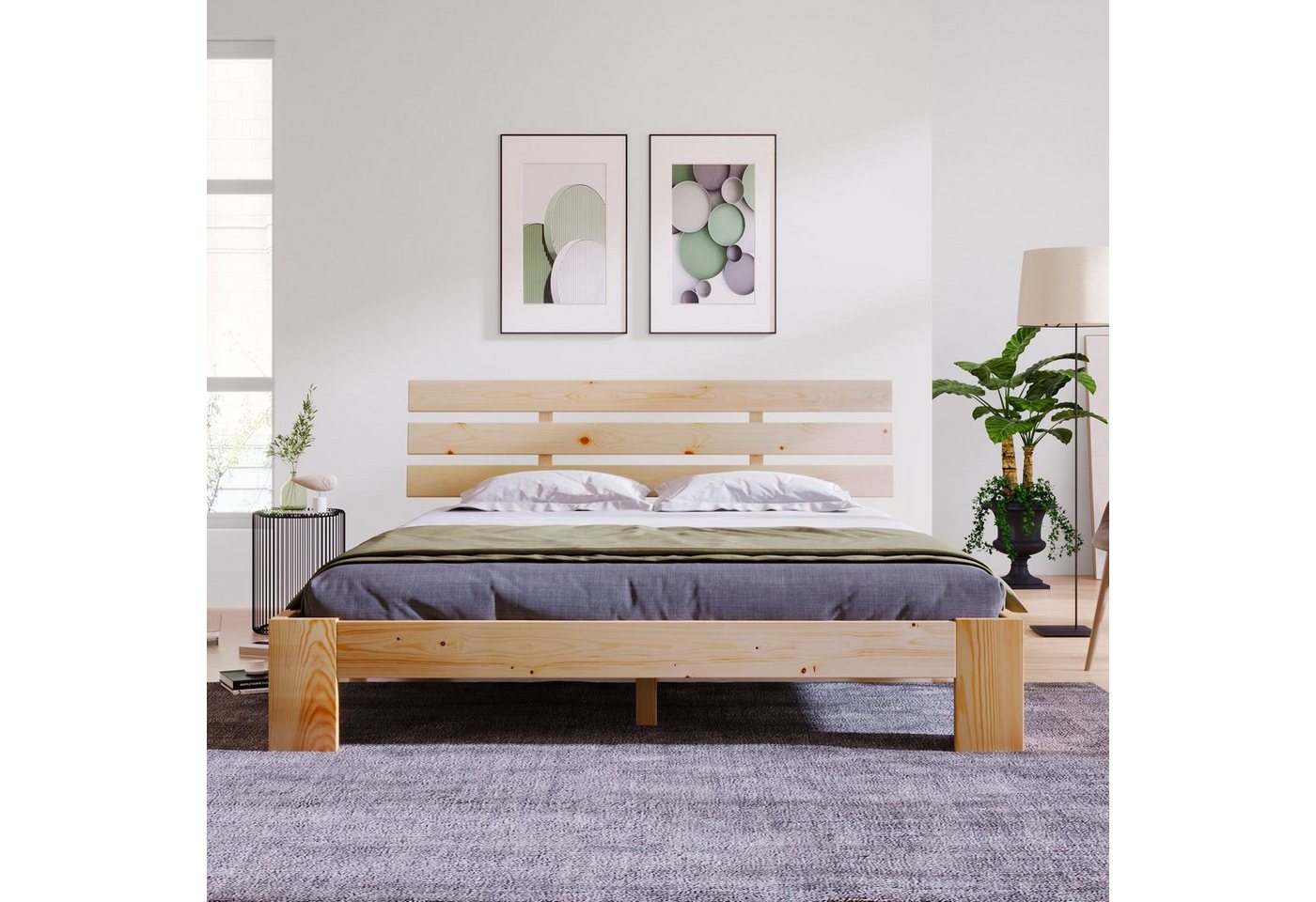 Merax Massivholzbett Jugendbett aus Kiefer, Doppelbett 140x200cm mit Lattenrost, belastbar bis 150kg Merax Massivholzbett Jugendbett aus Kiefer, Doppelbett 140x200cm mit Lattenrost, belastbar bis 150kg von Merax