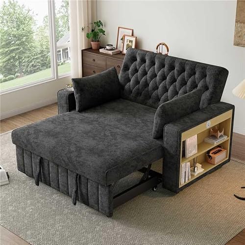 Merax Schlafsofa 2-Sitzer Sofa mit Schlaffunktion, Modernes Klappsofa 3-in-1 Schlafcouch mit Verstellbarer Rückenlehne, USB-Ladeanschluss, Seitliche Ablage und Getränkehalter, Chenille, Grau Merax Schlafsofa 2-Sitzer Sofa mit Schlaffunktion, Modernes Klappsofa 3-in-1 Schlafcouch mit Verstellbarer Rückenlehne, USB-Ladeanschluss, Seitliche Ablage und Getränkehalter, Chenille, Grau von Merax
