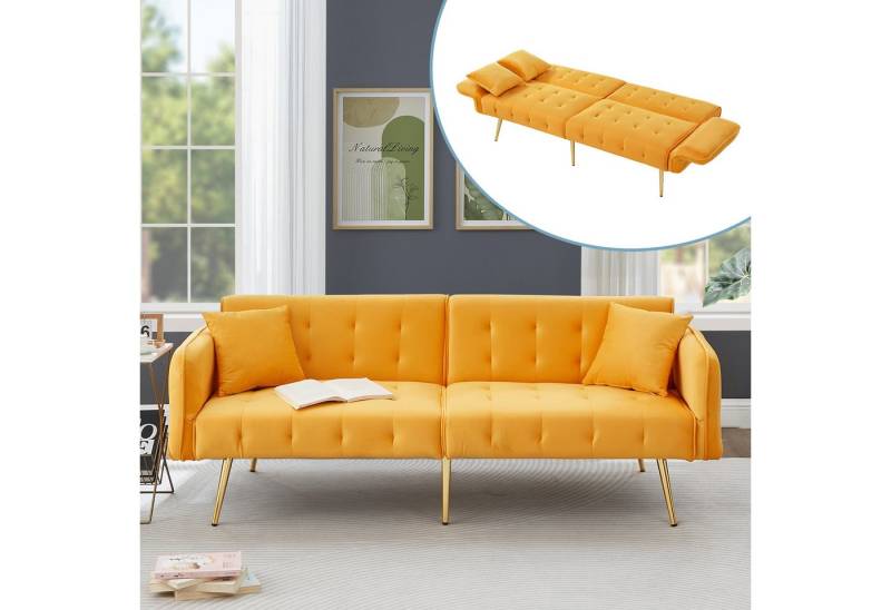 Merax Schlafsofa 2-in-1 Zweisitzer-Sofa Klappsofa mit Bettfunktion, platzsparend & multifunktional, 178x82x70cm 1 Teile, Sofabett mit verstellbarer Rückenlehne & Armlehnen und 6 Metallfüße von Merax