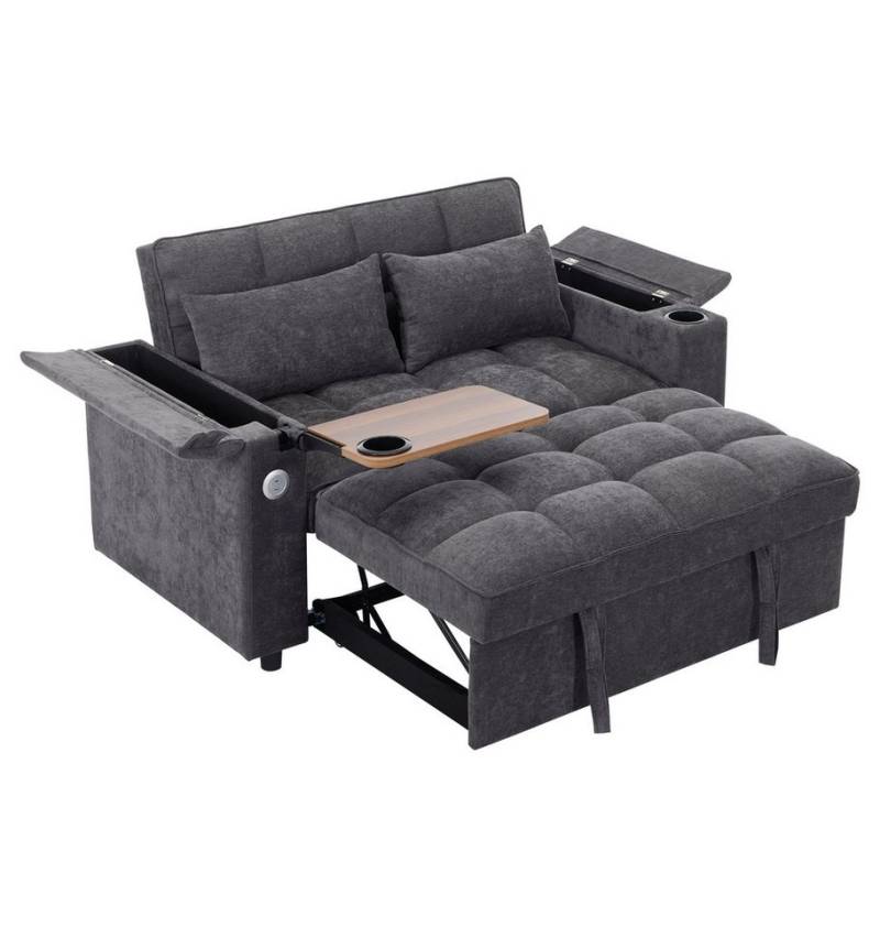 Merax Schlafsofa 3-in-1 Loungesofa faltbar Sofa mit USB & verstecktem Tisch, 1 Teile, 2-Sitzer Sofa mit verstellbarer Rückenlehne, Getränkehalter & Rollen Merax Schlafsofa 3-in-1 Loungesofa faltbar Sofa mit USB & verstecktem Tisch, 1 Teile, 2-Sitzer Sofa mit verstellbarer Rückenlehne, Getränkehalter & Rollen von Merax