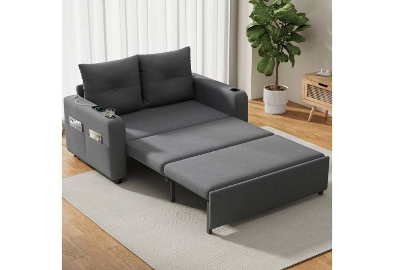 Merax Schlafsofa 3-in-1 Sofa mit ausziehbarem Bett und USB- & Type-C-Anschluss, Modernes Sofa für Wohnzimmer und Schlafzimmer 1 Teile, Doppelsofa Sofabett mit Getränkehaltern, Seitentaschen & Rückenkissen Merax Schlafsofa 3-in-1 Sofa mit ausziehbarem Bett und USB- & Type-C-Anschluss, Modernes Sofa für Wohnzimmer und Schlafzimmer 1 Teile, Doppelsofa Sofabett mit Getränkehaltern, Seitentaschen & Rückenkissen von Merax