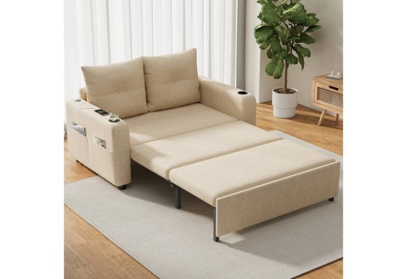 Merax Schlafsofa 3-in-1 Sofa mit ausziehbarem Bett und USB- & Type-C-Anschluss, Modernes Sofa für Wohnzimmer und Schlafzimmer 1 Teile, Doppelsofa Sofabett mit Getränkehaltern, Seitentaschen & Rückenkissen Merax Schlafsofa 3-in-1 Sofa mit ausziehbarem Bett und USB- & Type-C-Anschluss, Modernes Sofa für Wohnzimmer und Schlafzimmer 1 Teile, Doppelsofa Sofabett mit Getränkehaltern, Seitentaschen & Rückenkissen von Merax