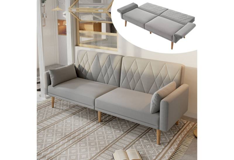 Merax Schlafsofa klappbar Zweisitzer-Sofa mit Schlaffunktion, Doppelsofa aus Samtstoff, 1 Teile, Polstersofa mit verstellbarer Rückenlehne & Armlehnen, inkl. Kissen von Merax