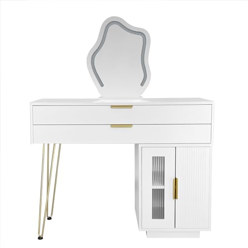 Merax Schminktisch mit LED-beleuchtetem Spiegel schminktisch mit Beleuchtung schminktisch mit Spiegel frisiertisch schmink Tisch Makeup Table von Merax
