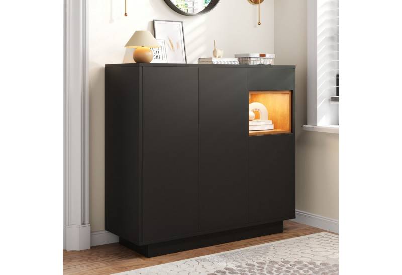 Merax Schuhschrank mit 16-farbiger LED-Beleuchtung (105x39,5x100,5 cm, 1-St) Schuhregal mit verstellbaren Regalböden und1 Schublade von Merax