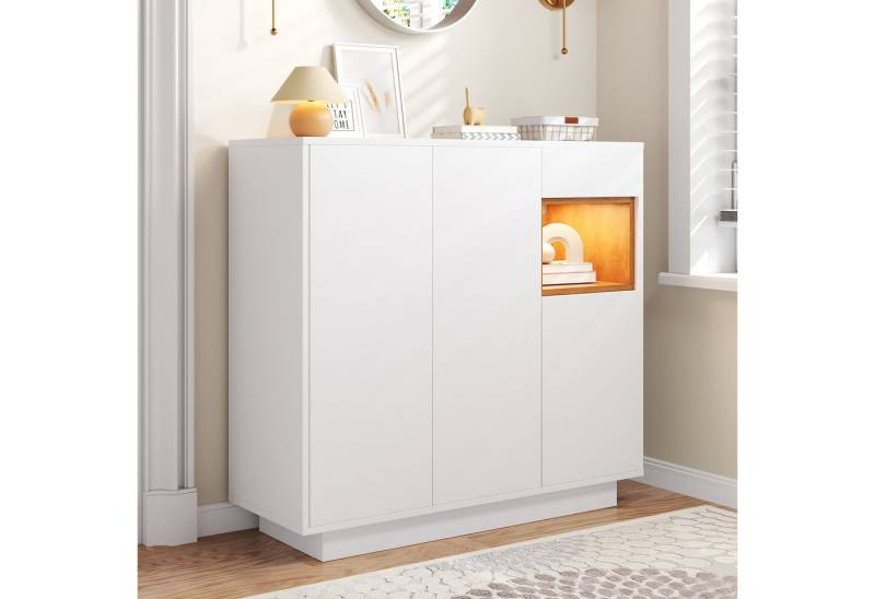 Merax Schuhschrank mit 16-farbiger LED-Beleuchtung (105x39,5x100,5 cm, 1-St) Schuhregal mit verstellbaren Regalböden und1 Schublade von Merax